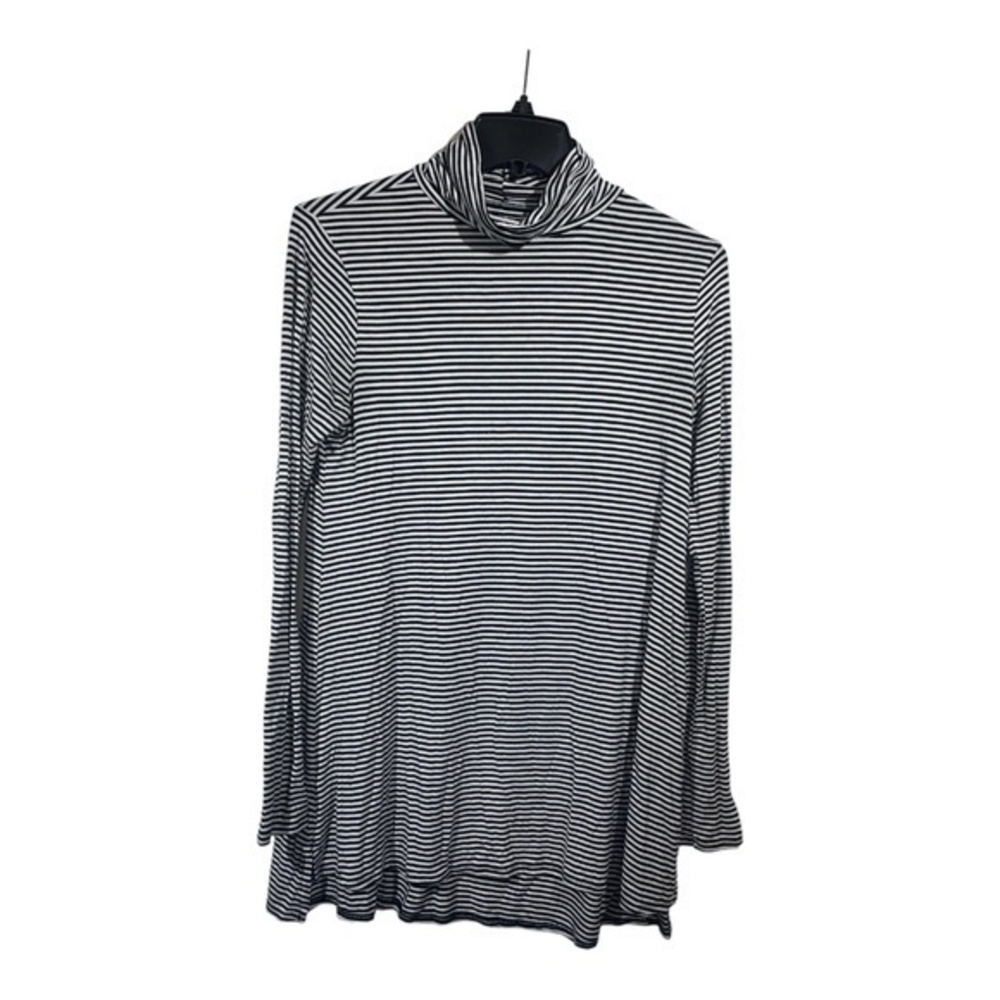 George Womens Turtleneck Tunic Striped Black White Long Sleeve Size Small